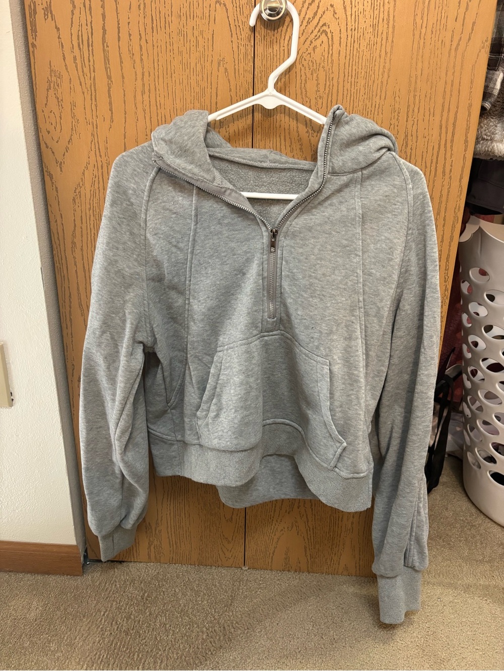 Women’s Grey Half-Zip Hoodie Sweatshirt